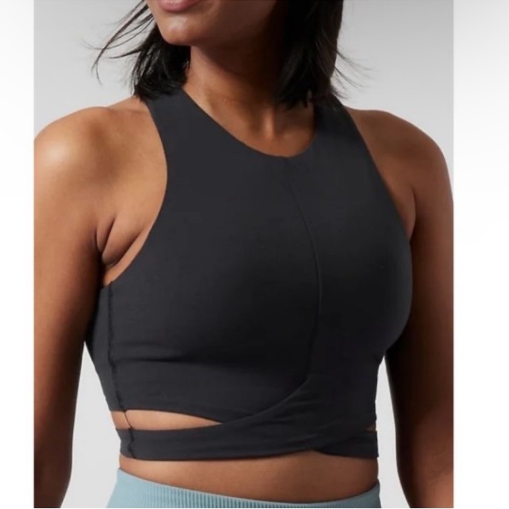 Athleta Conscious Cut Out Crop Tank Top XS Black